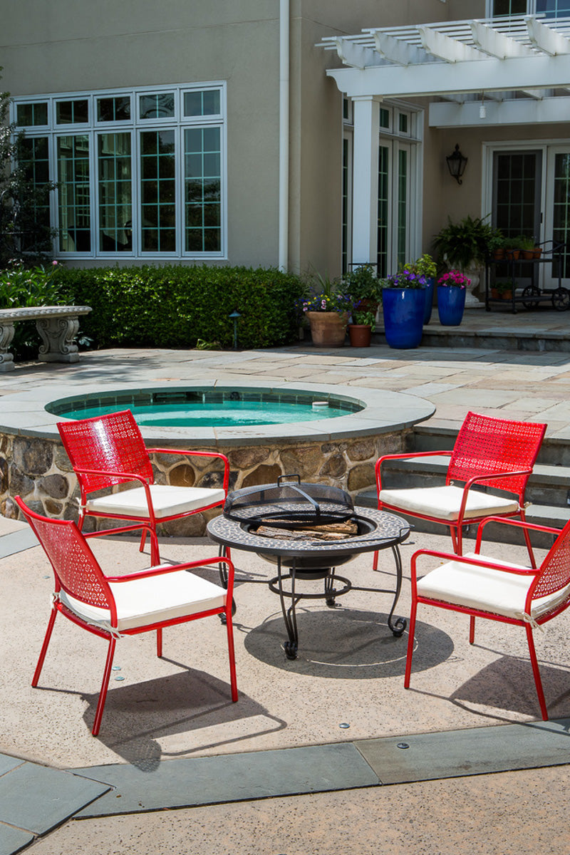 Alfresco Martini Iron Low Profile Stackable Lounge Chair Cherry Pie