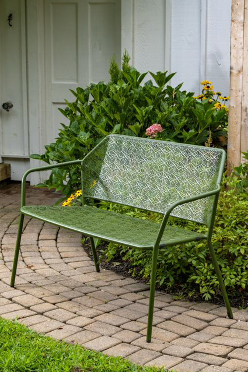 Alfresco Martini Iron Garden Bench Moss