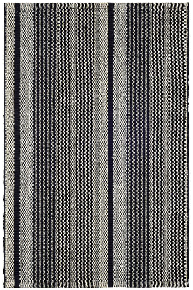 Dash & Albert Alfie Ticking Black Handwoven Cotton Rug 2x3