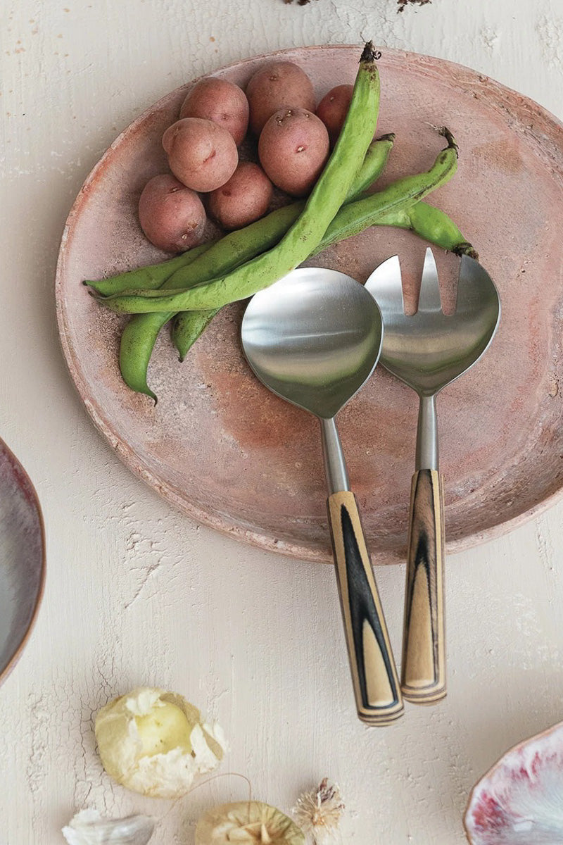 Stainless Steel and Mango Wood Salad Servers Set of 2