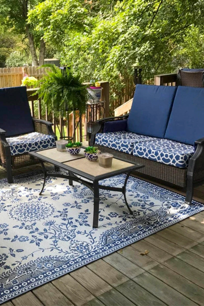 RUG, 4' x 6' GARLAND BLUE/WH