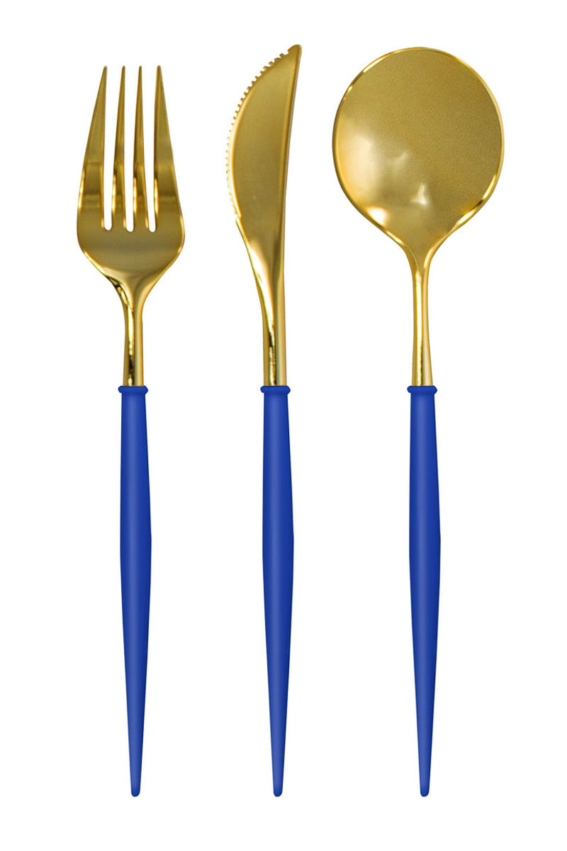 CUTLERY, BELLA GOLD/BLUE S/24