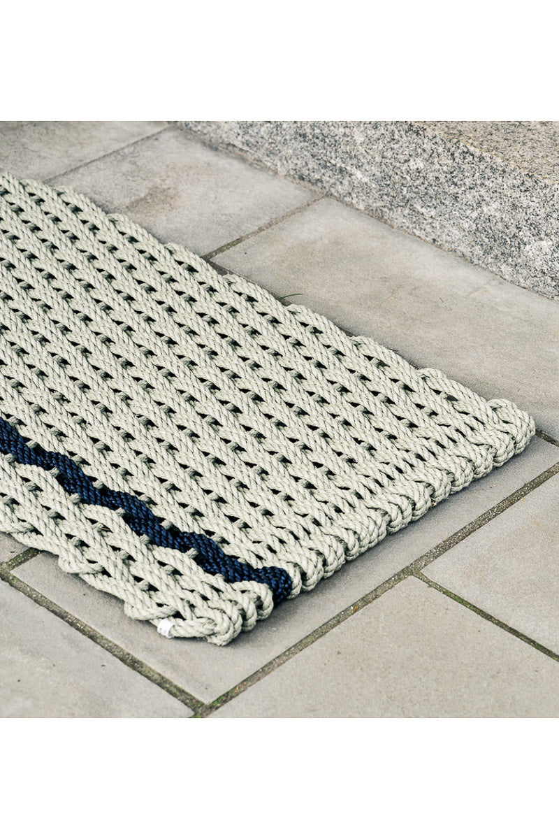 DOORMAT, ROPE SAGE NAVY STRIPE