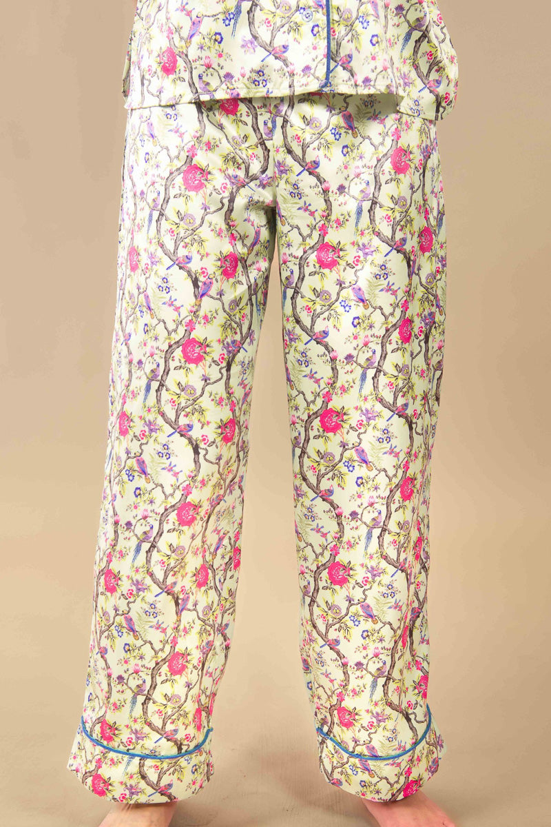 Women's Peacock Satin Pajama Pants Medium