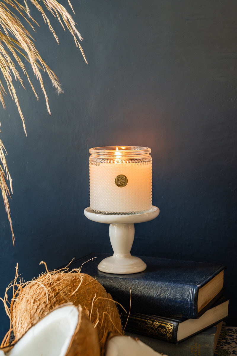 Aromatique Sunkissed Sandalwood Textured Glass Candle