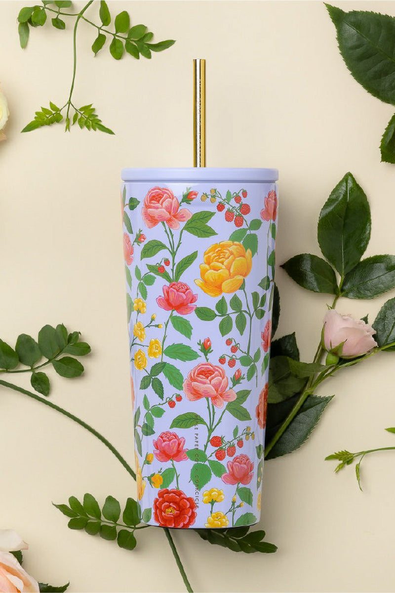 Corkcicle Cold Cup 24oz Rifle Paper Co Roses Purple