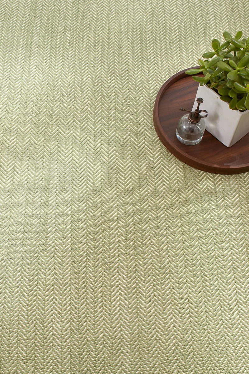 Dash & Albert Herringbone Sage Handwoven Cotton Rug 2x3