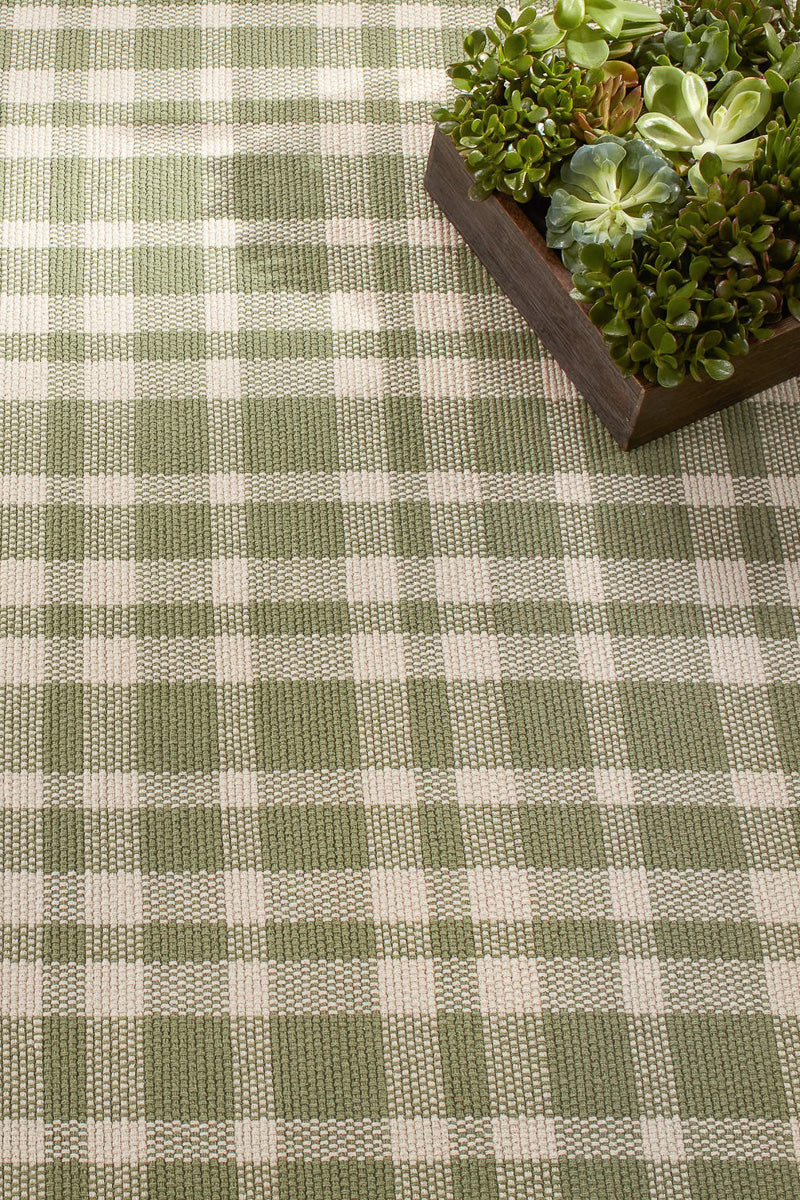 Dash & Albert Tattersall Sage Handwoven Cotton Rug 3x5