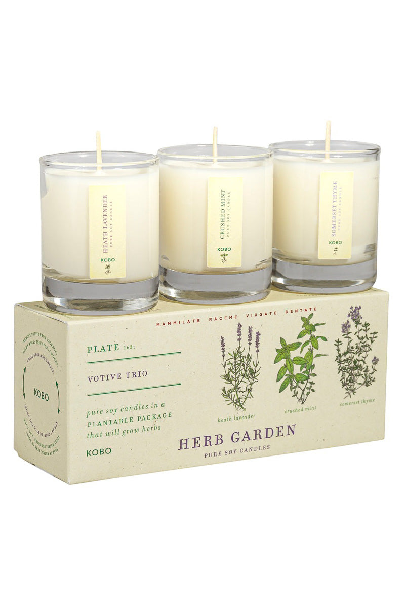 KOBO Herb Garden Plant the Box Votive Candle Trio