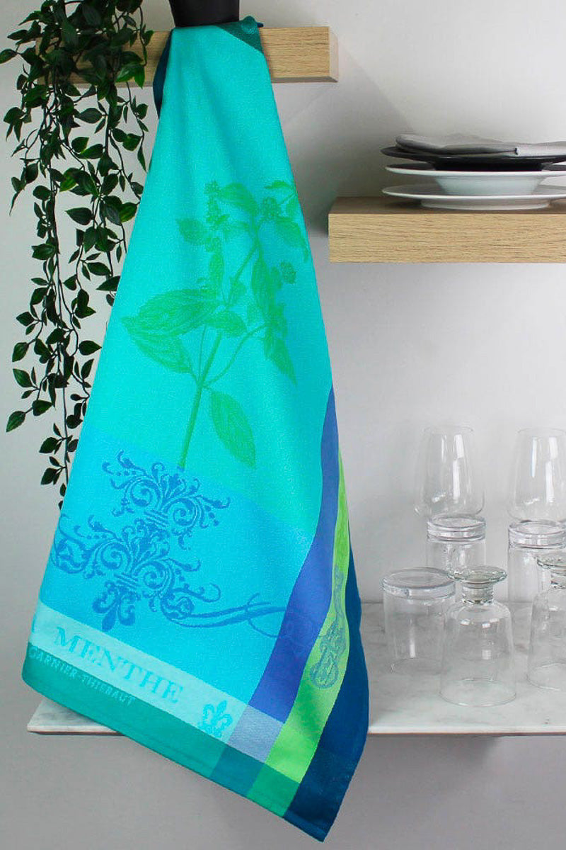 Garnier-Thiebaut Brin De Menthe Cotton Kitchen Towel 22"x 30" Chlorophylle