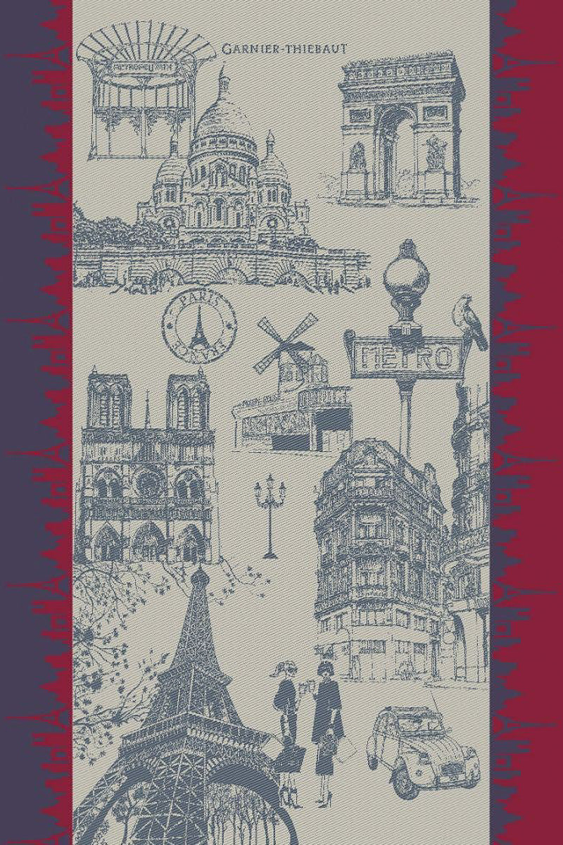 Garnier-Thiebaut J'Aime Paris Jacquard Cotton Kitchen Towel 22"x 30" Tricolore
