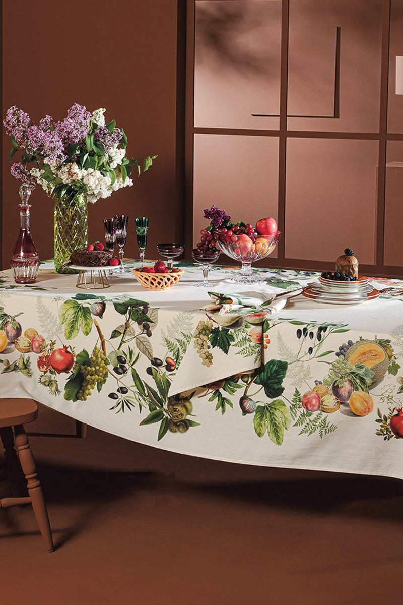 Garnier-Thiebaut Abondance D' Automne Cotton & Linen Tablecloth 61"x 61" Natural