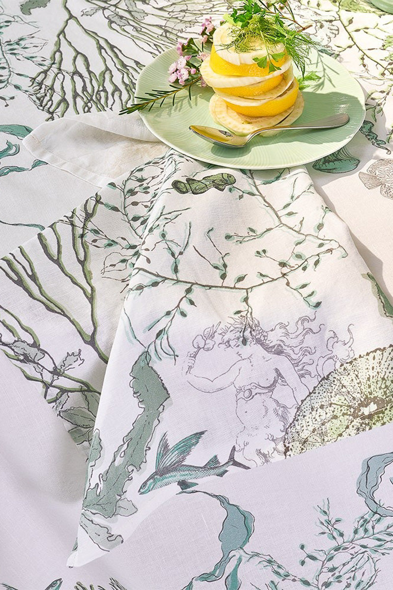Garnier Thiebaut Balade Marine Cotton & Linen Napkin 18" Verde