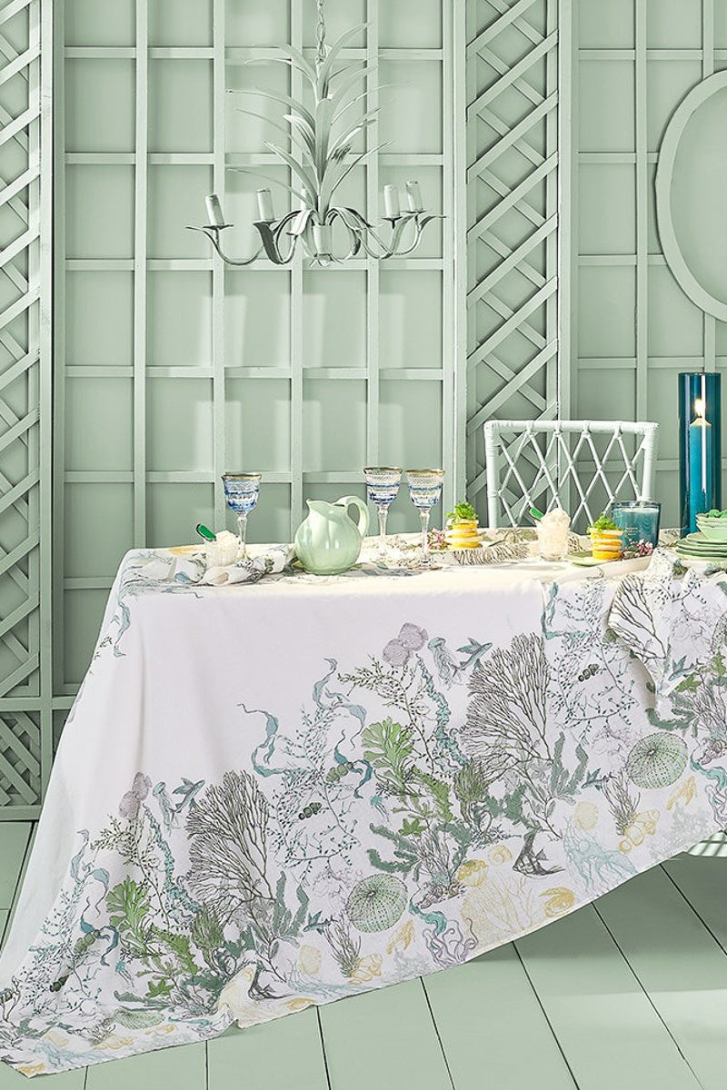 Garnier Thiebaut Balade Marine Tablecloth 61“x 102” Verde