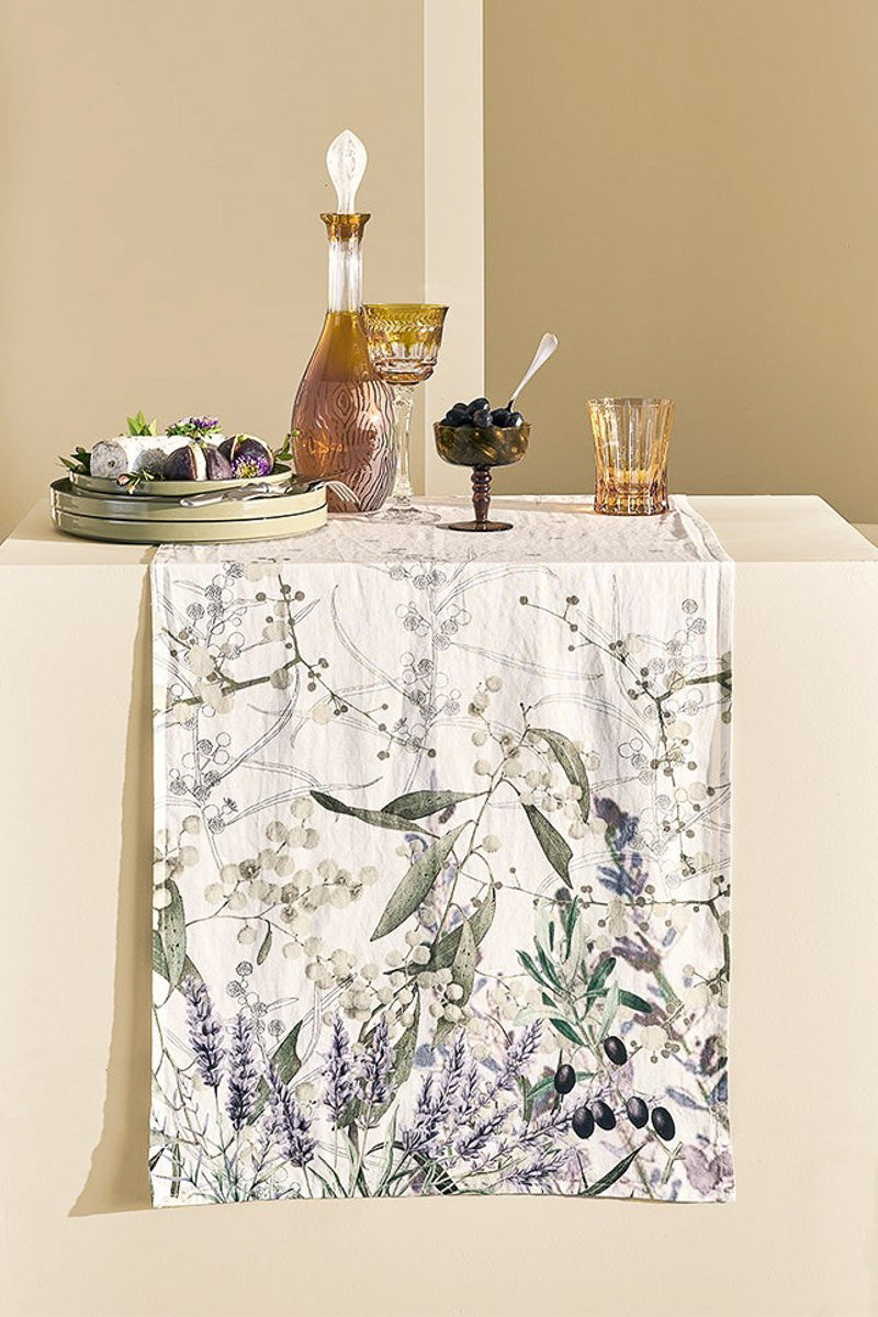 Garnier-Thiebaut Perfum De Lavande Cotton & Linen Table Runner 20"x 61" Mauve