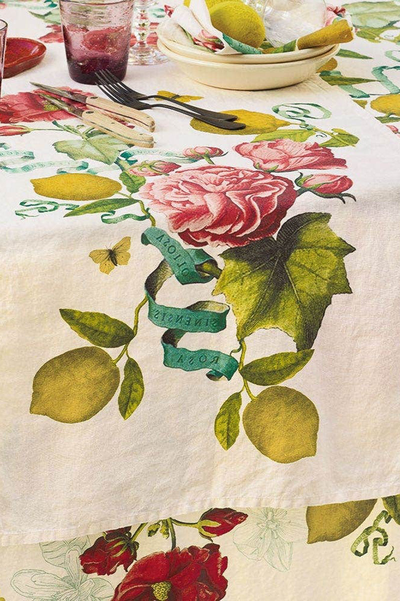 Garnier-Thiebaut Citrons De Romance Cotton & Linen Table Runner 20"x 61" Menton