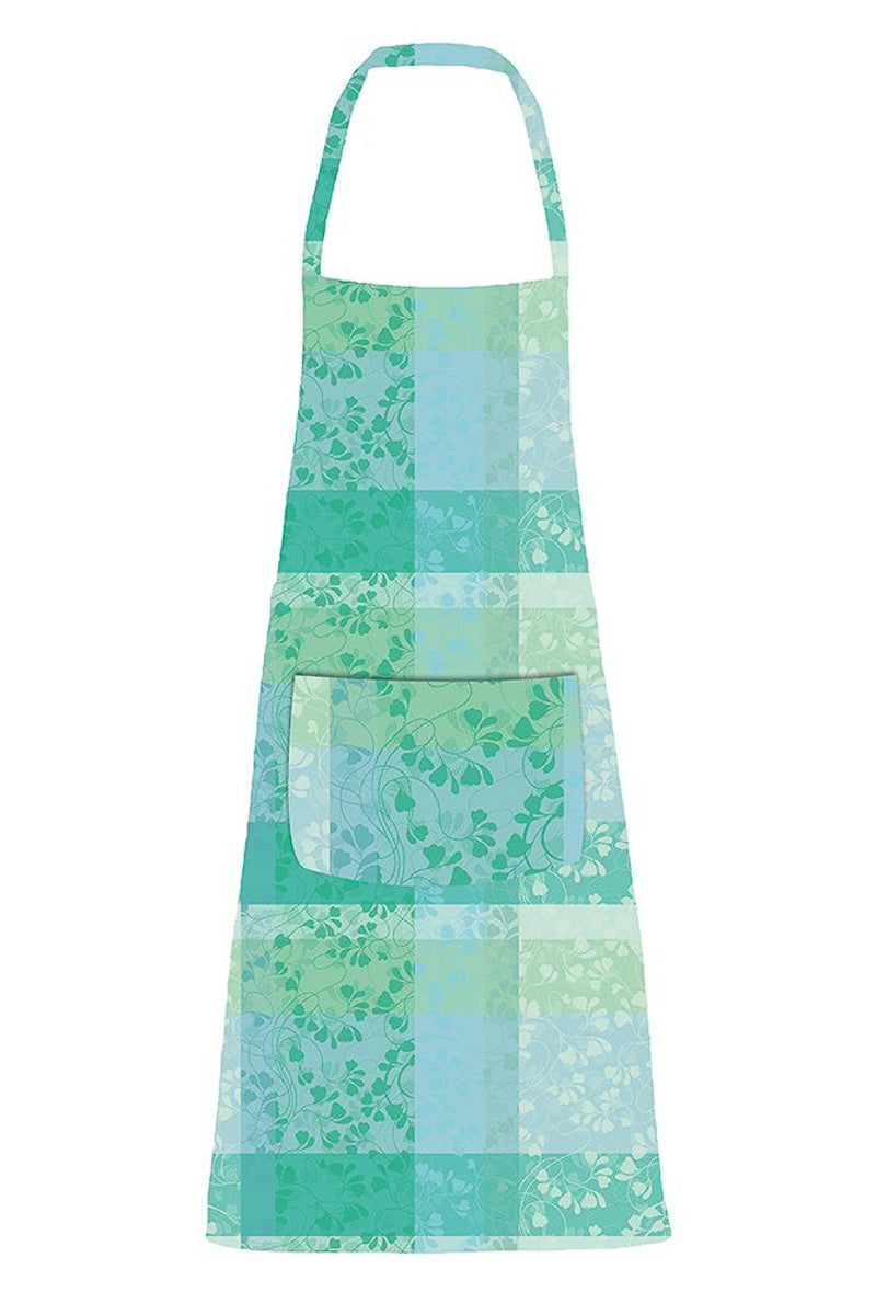 Garnier-Thiebaut Mille Feuillages Coated Cotton Jacquard Apron Turquose