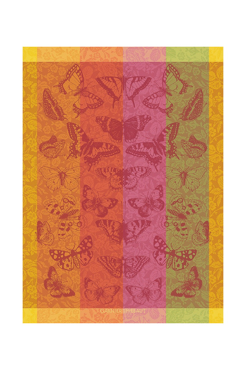 Garnier-Thiebaut Beaux Papillons Jacquard Cotton Kitchen Towel 22"x 30" Flamboyant