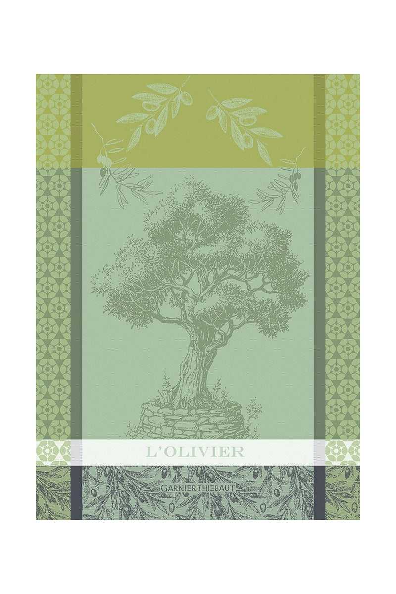 Garnier-Thiebaut L'Oliver Jacquard Cotton Kitchen Towel 22"x 30" Vert