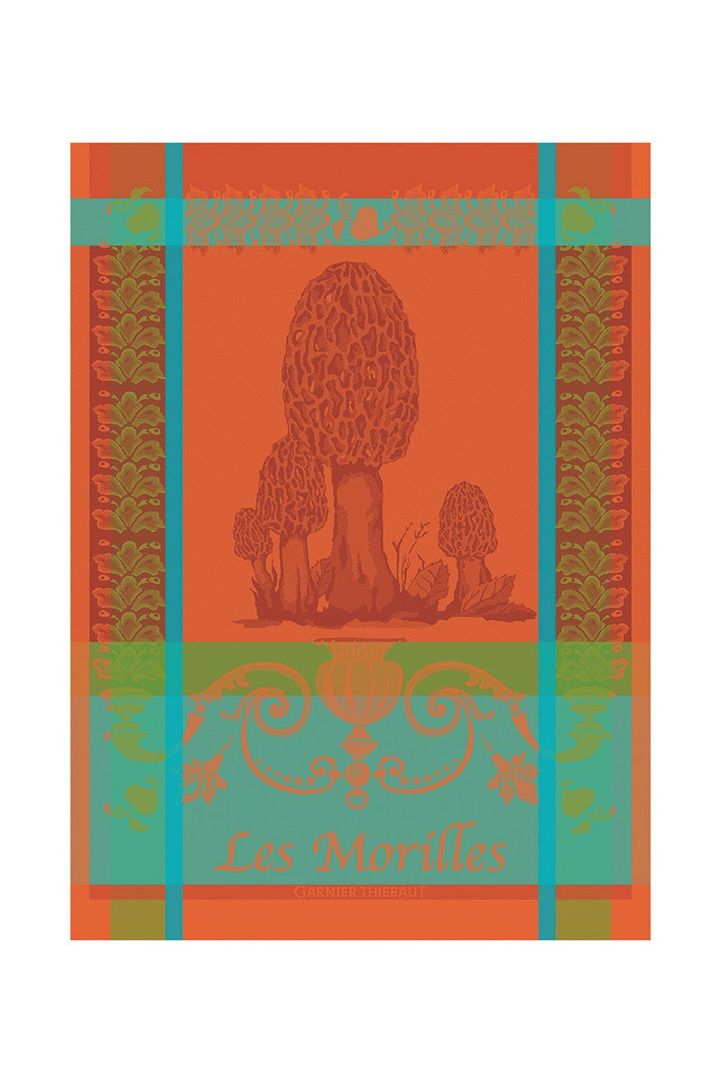 Garnier-Thiebaut Les Morilles Jacquard Cotton Kitchen Towel 22"x 30" Vermillon