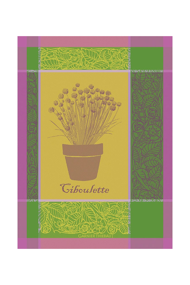 Garnier-Thiebaut Ciboulette Jacquard Cotton Kitchen Towel 22"x 30" Menthol