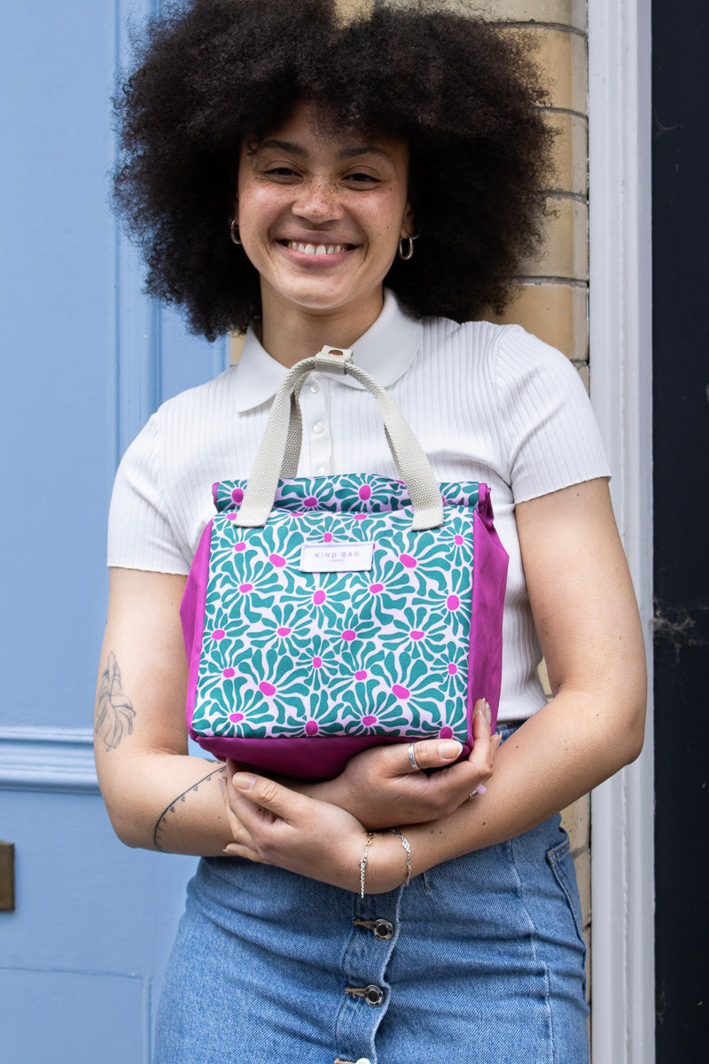 Kind Bag Lunchbag Abstract Flowers Green