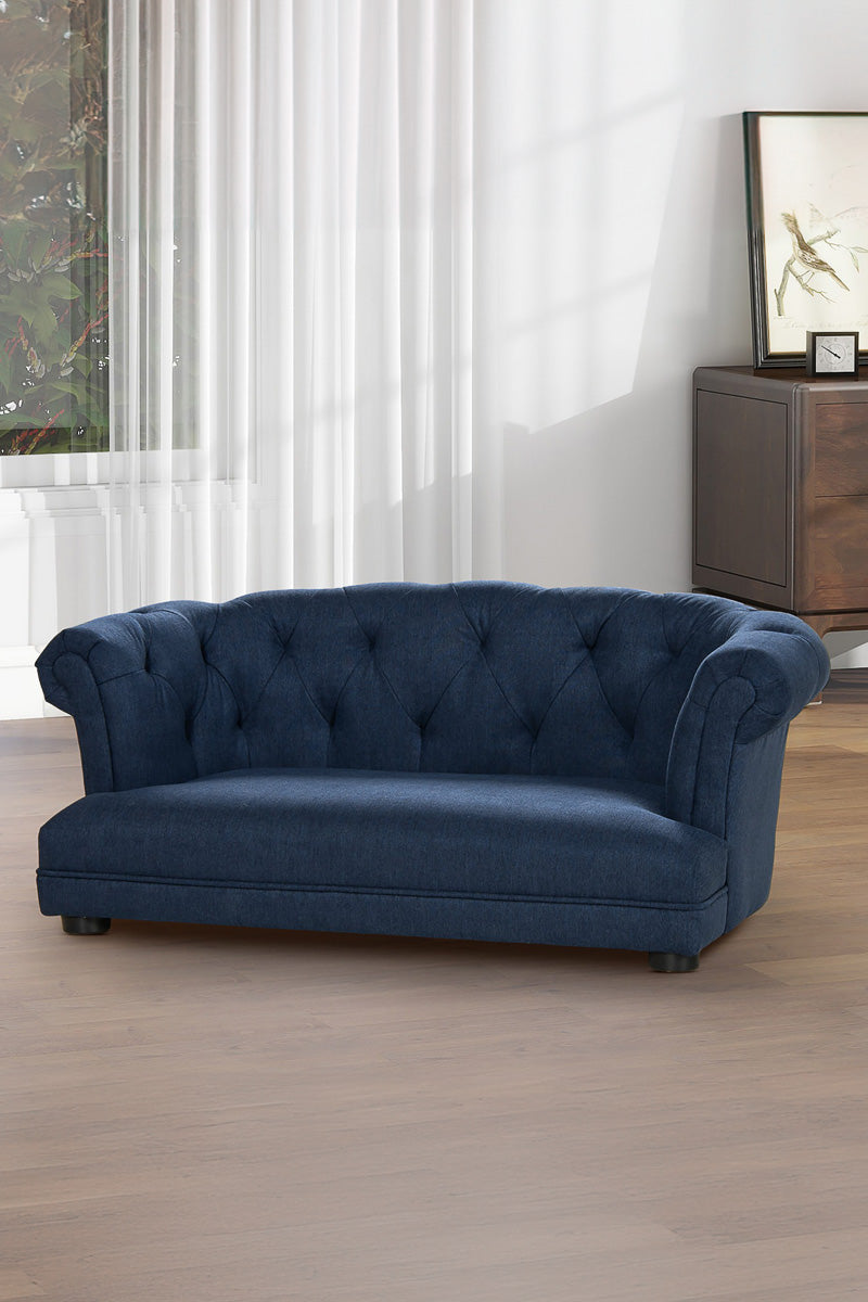 Kiki Chesterfield Dog Sofa Bed 36.5" Pacific Blue