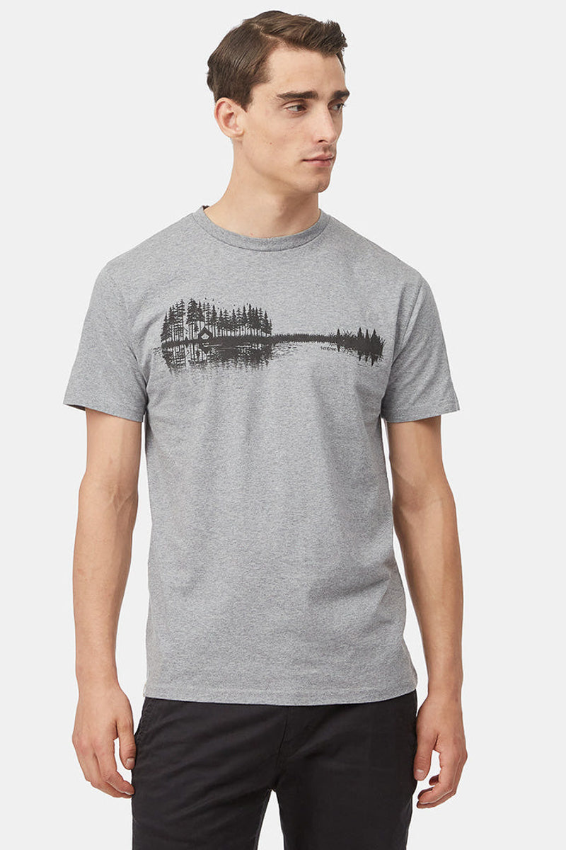 Men T-Shirt Summer Guitar Grey Heather Medium