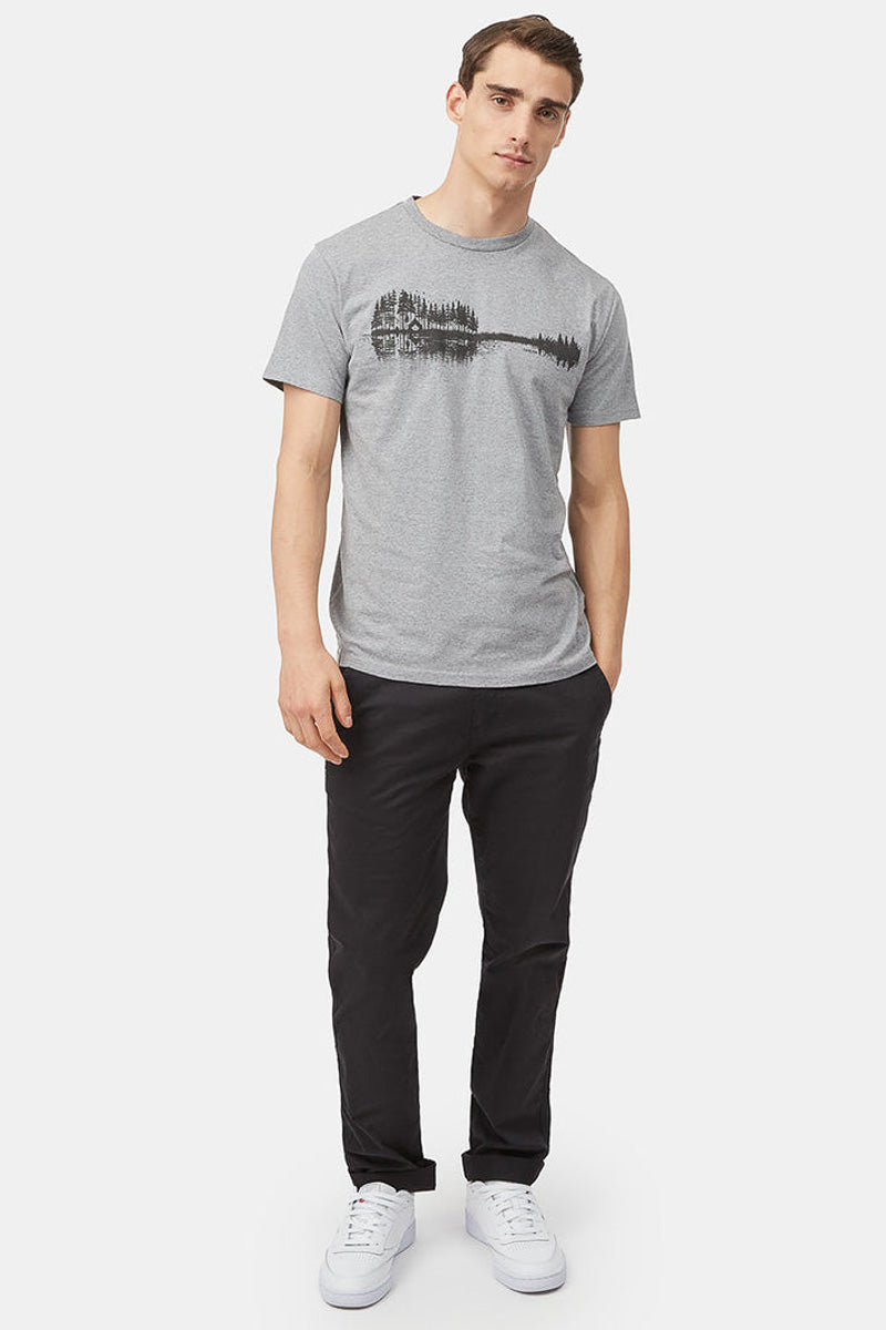 Men T-Shirt Summer Guitar Grey Heather Extra Large