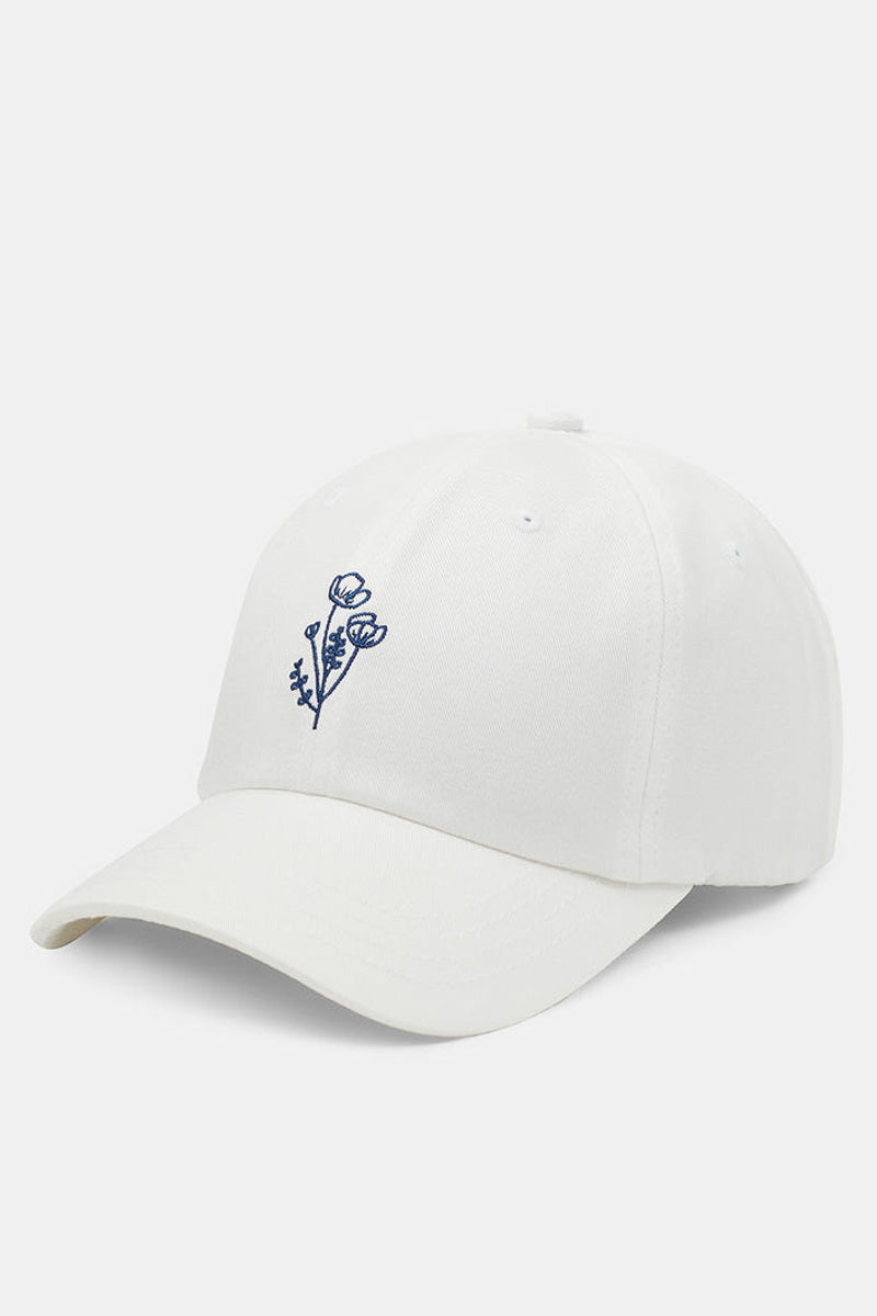 Flower Embroidery Peak Hat Undyed Navy