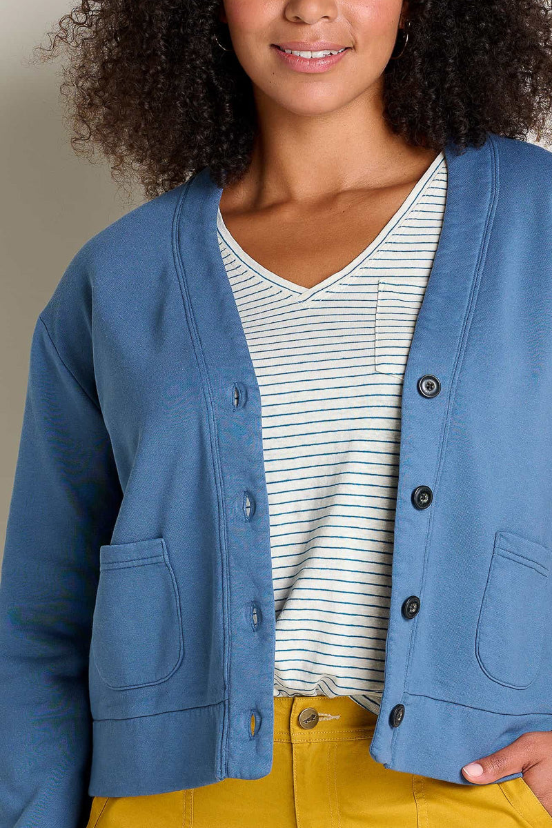 Toad & Co Women's Hemp Daybreaker Cardi Medium Pacific Blue