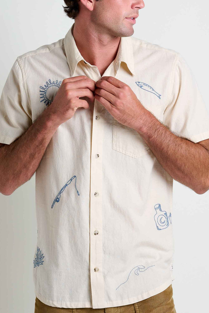 Toad & Co Men's Airscape Short Sleeve Shirt Medium Salt Embroidered