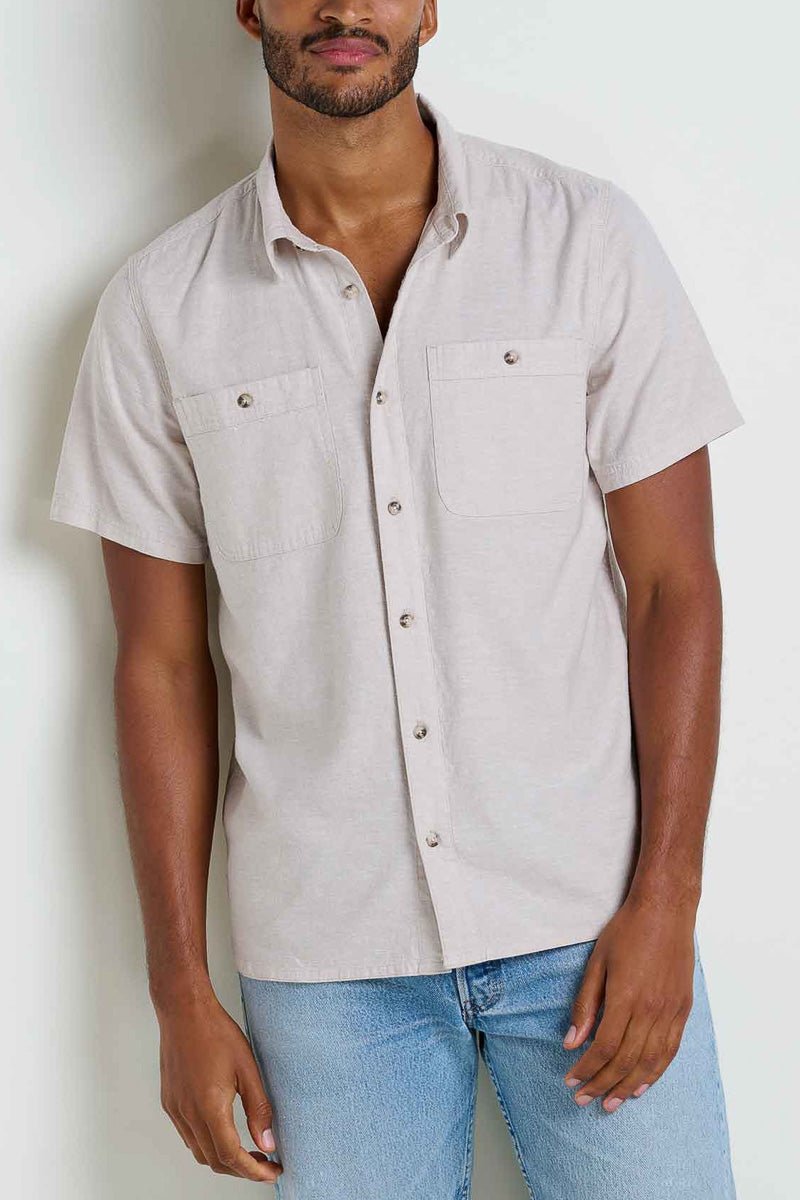Toad & Co Men's Taj Hemp Short Sleeve Shirt Extra Large Oatmeal