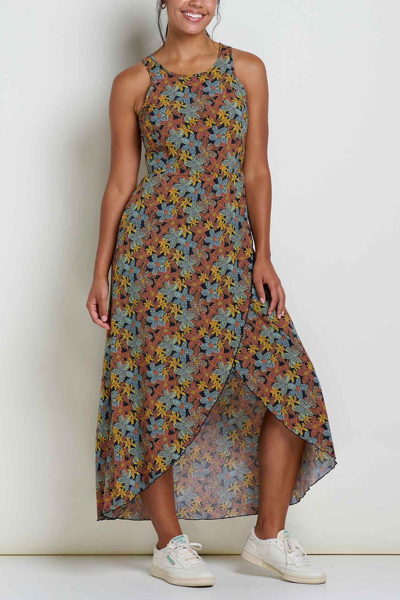 Toad & Co Women's Sunkissed Maxi Dress Extra Small Black Floral Dot Print
