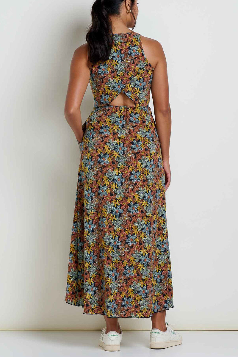 Toad & Co Women's Sunkissed Maxi Dress Medium Black Floral Dot Print