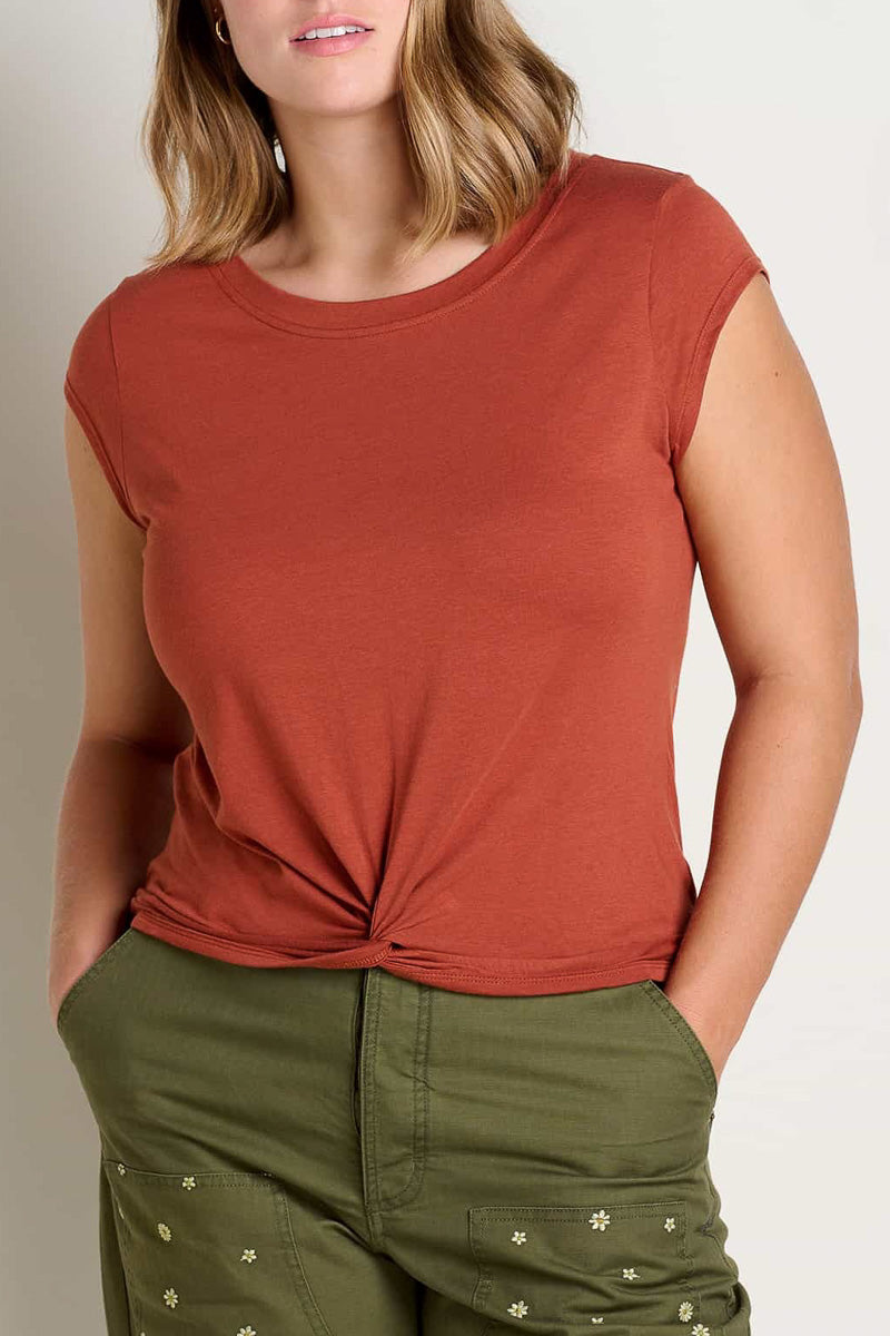 Toad & Co Women's Anza Short Sleeve Shirt Large Cinnamon
