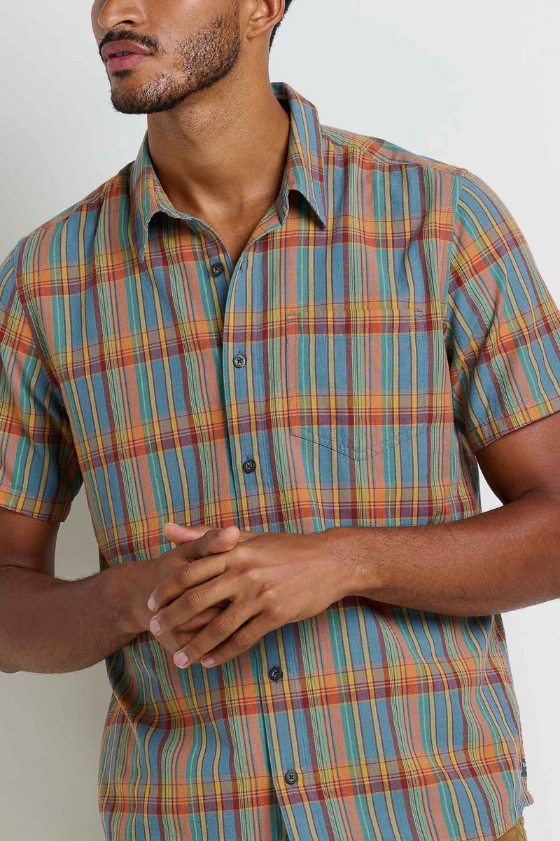 Toad & Co Men's Airscape Short Sleeve Shirt Large North Shore Plaid