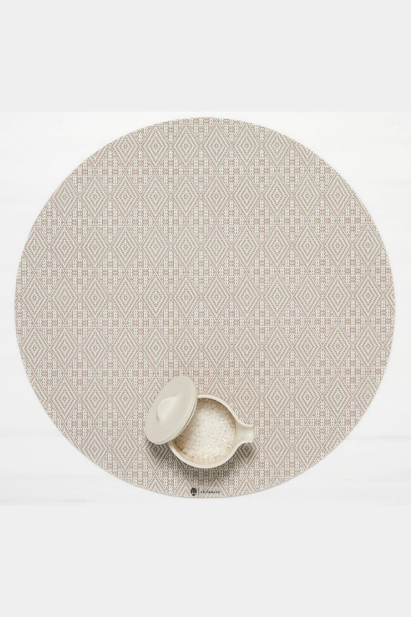 Chilewich Boxwood Placemat Round 14"x19" Flax