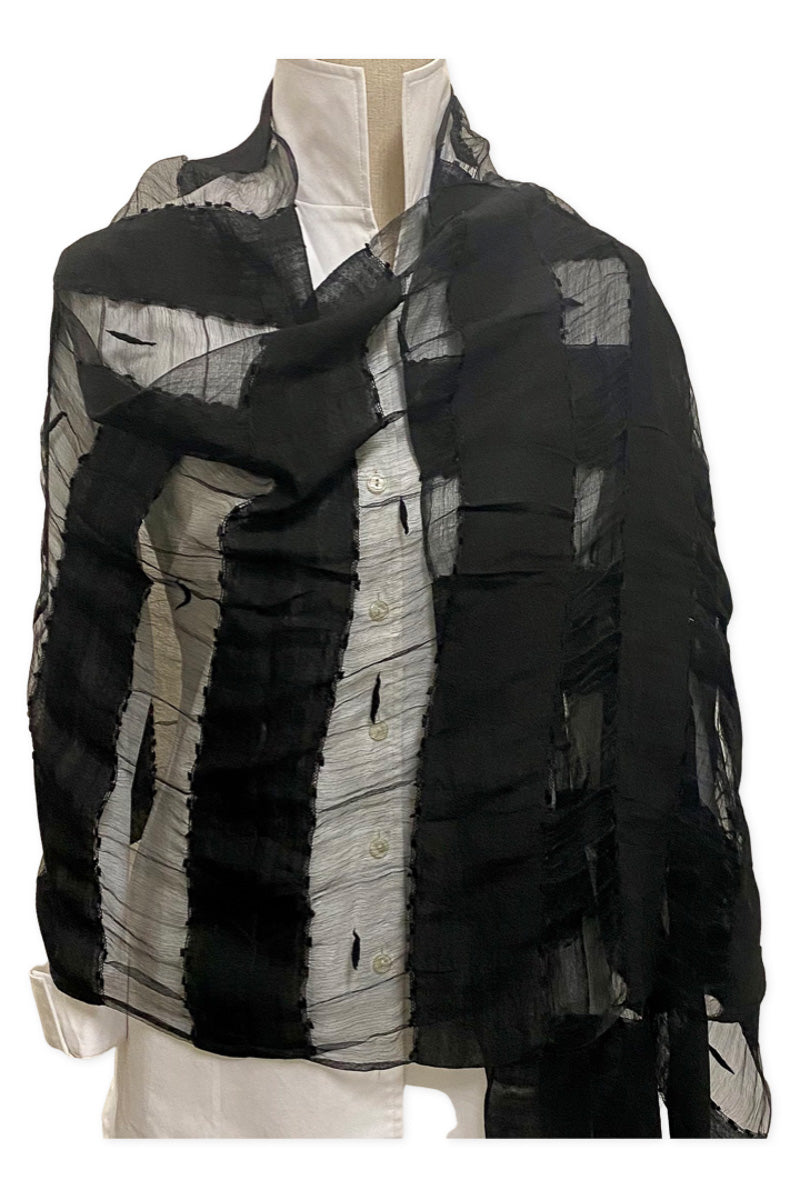 SCARF, BLACK WOVEN