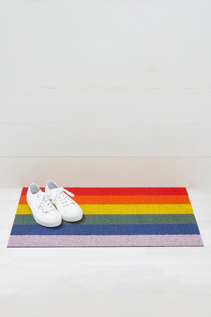 Chilewich Pride Stripe Shag Doormat 18"x28" Rainbow