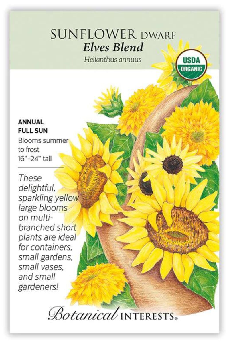 Botanical Interests Elves Blend Dwarf Sunflower Organic Seeds