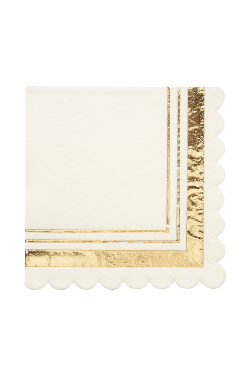 Sophistiplate Gold & White Cocktail Napkins 20/pk