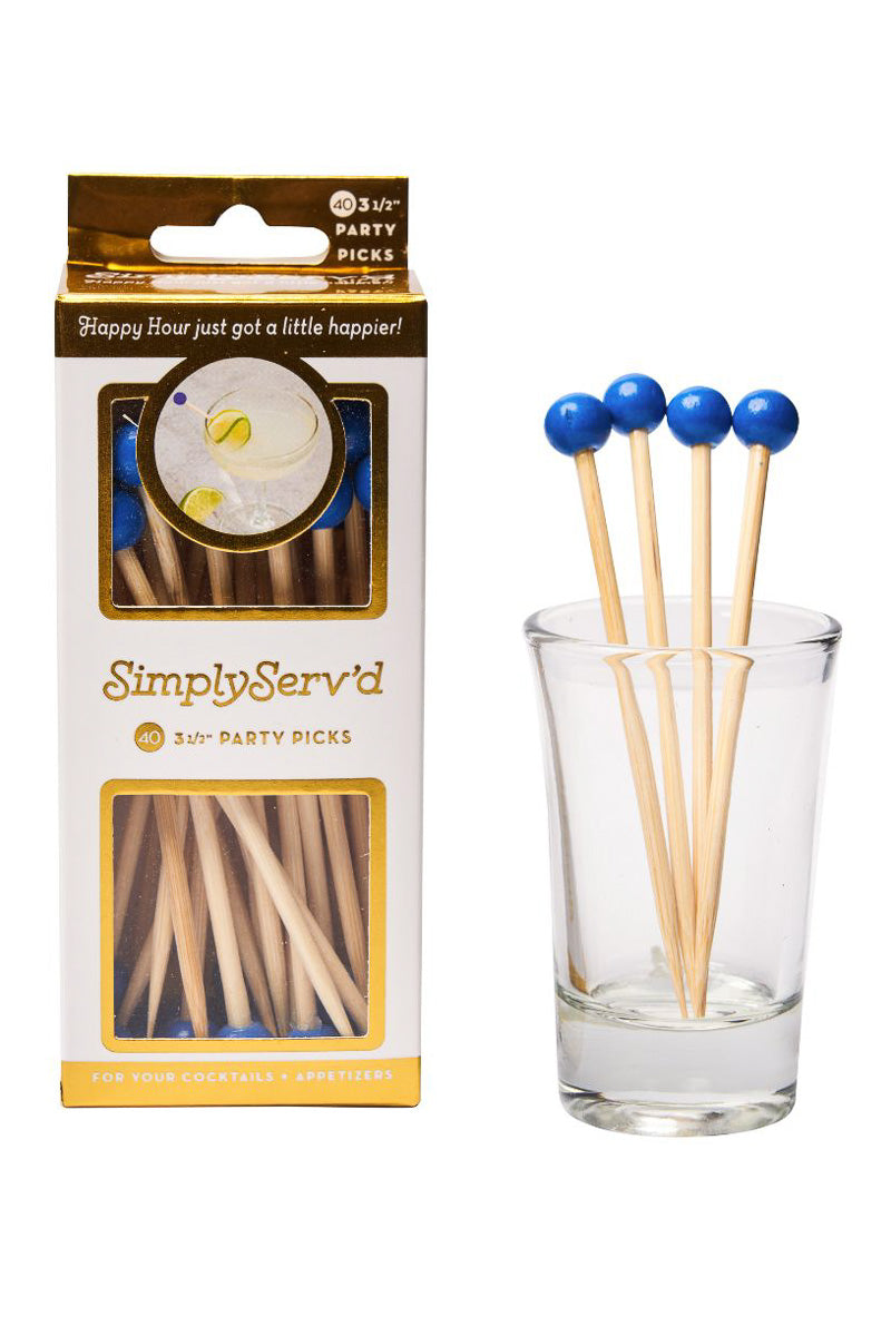 Sophistiplate Cobalt Blue 3.5" Party Picks 40 Pack