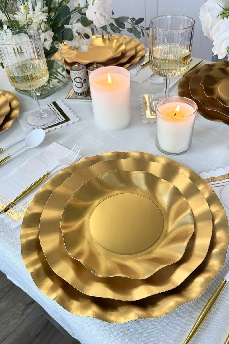 Sophistiplate Satin Gold Wavy Salad Plates 8/pk