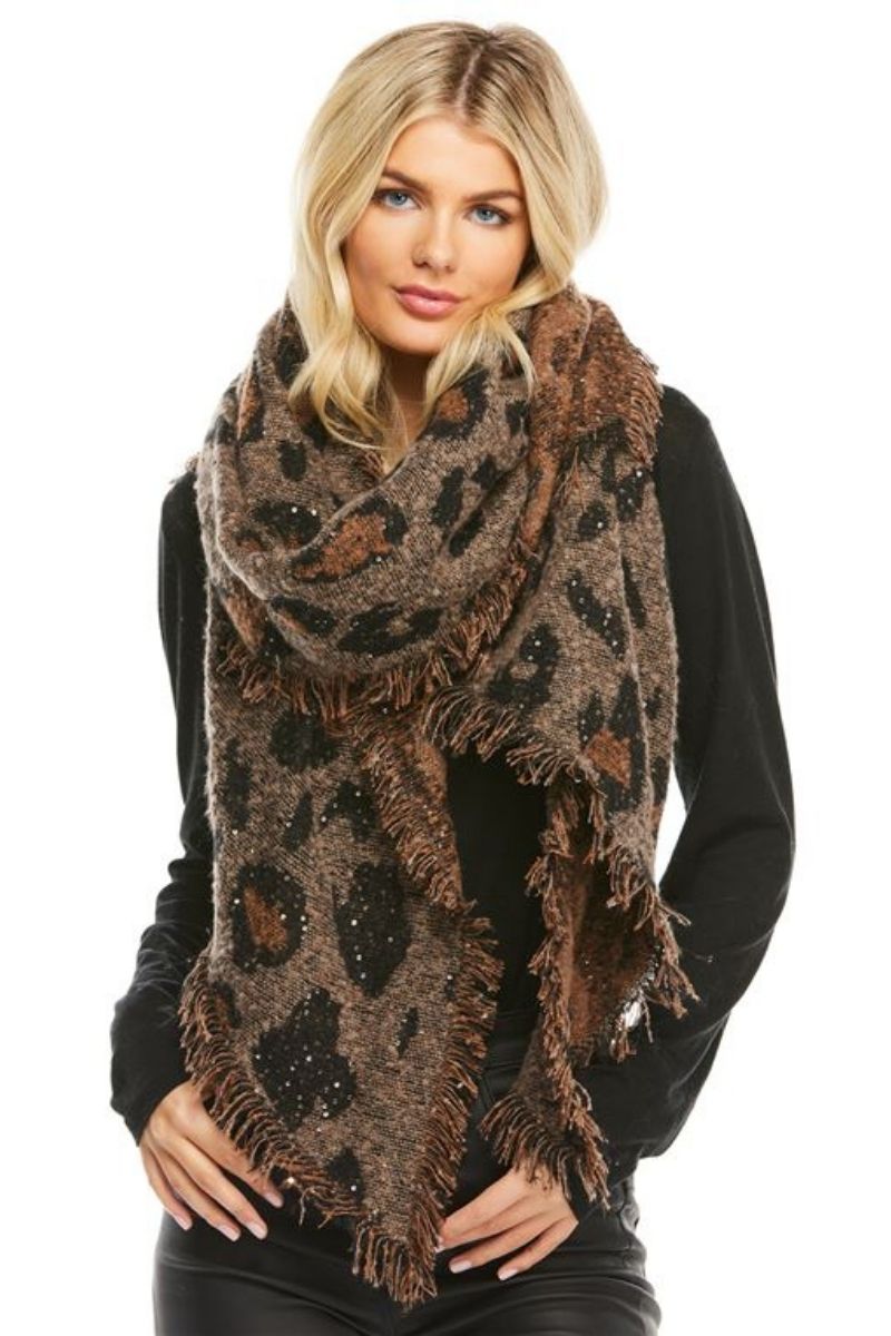 Bold Sparkle Scarf Leopard