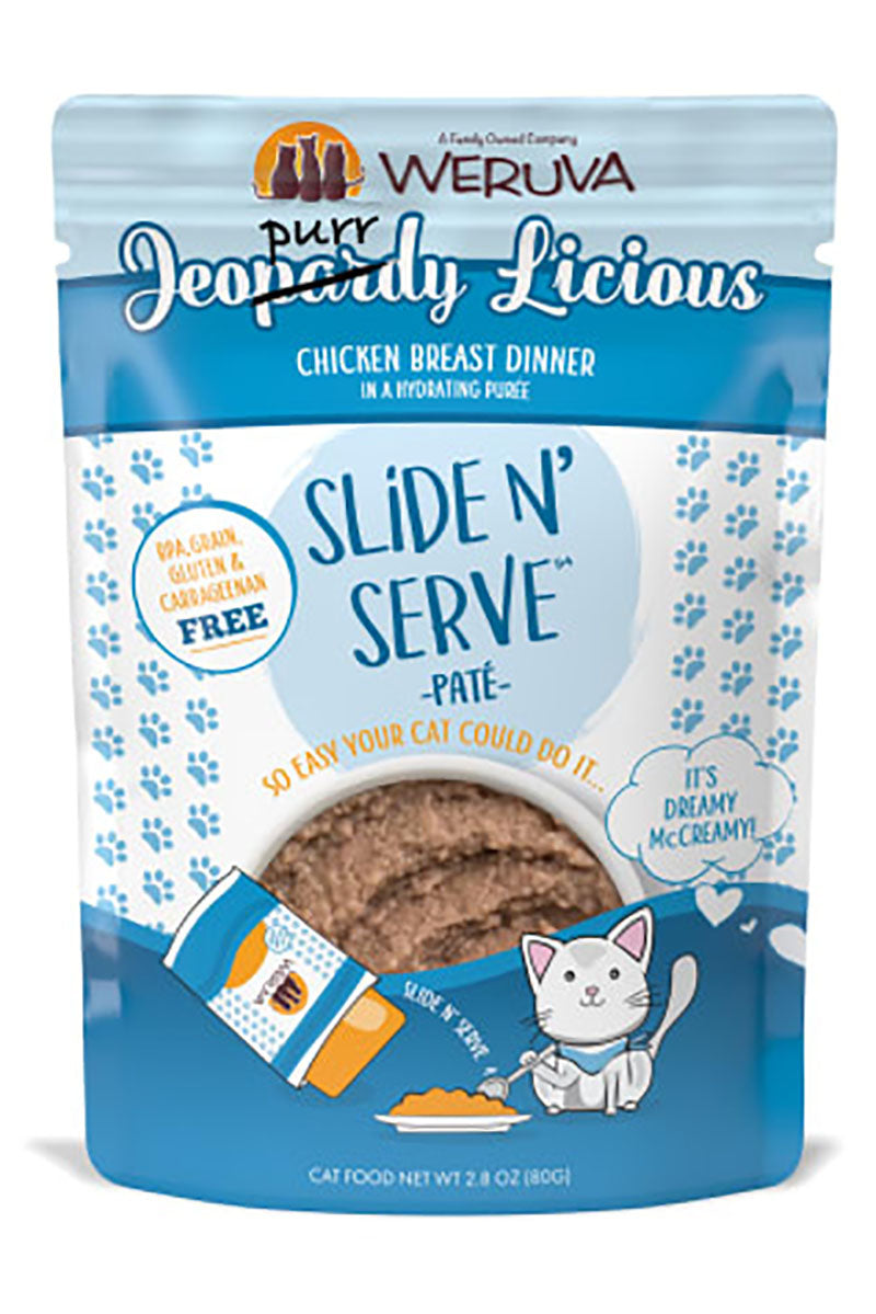 Weruva Slide N' Serve Pate Jeopurrdy Licious Chicken Breast Dinner Pouch 2.8 oz