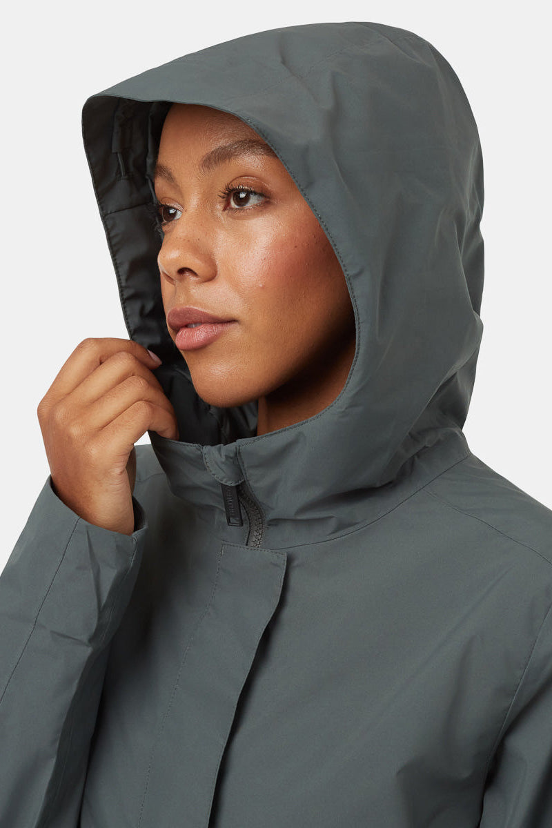 Women Long Rain Jacket Nimbus Urban Green Extra Large