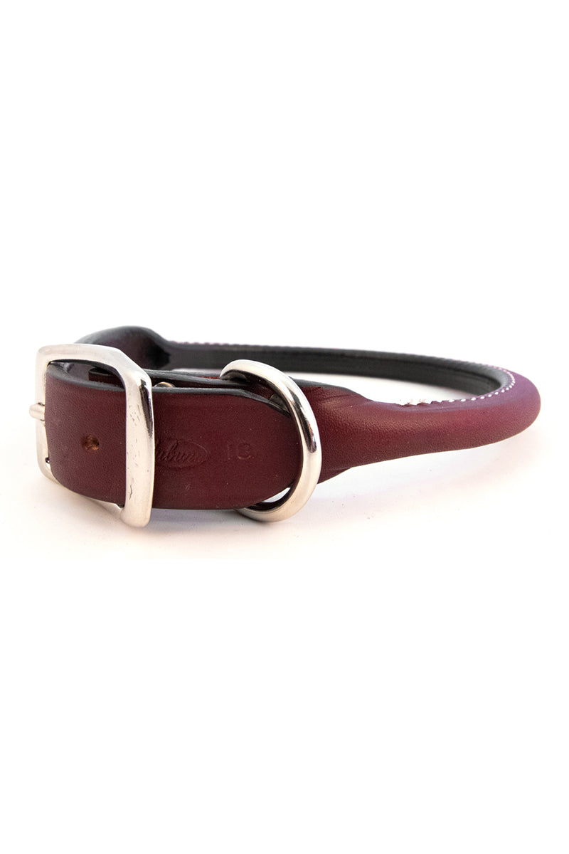 Auburn Rolled Leather Collar 10" Tan