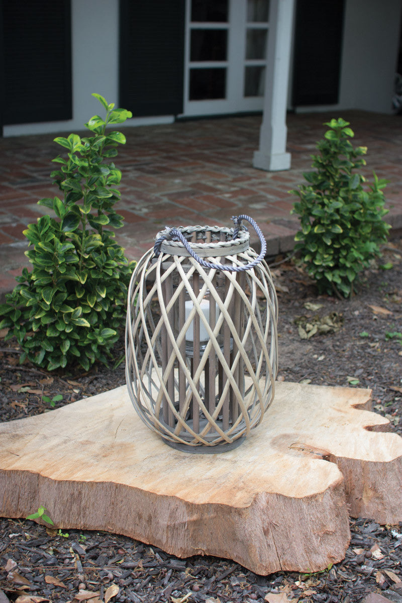 Willow Lantern With Window Small Grey