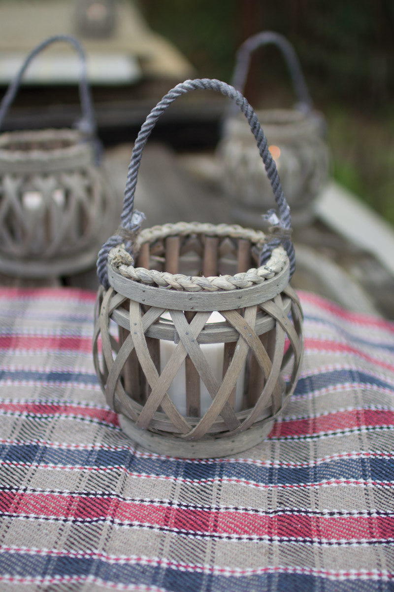 Kalalou Grey Willow Votive Lantern with Glass